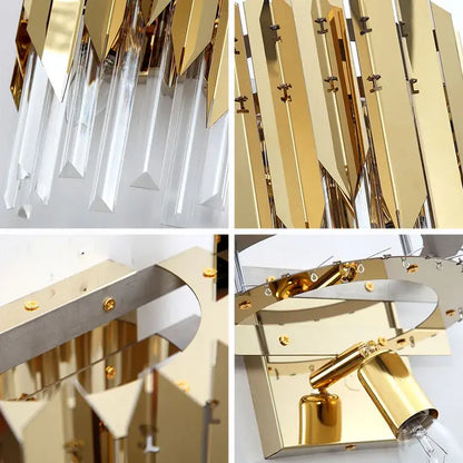 Modern gold crystal wall lamp bedroom metallic sconce