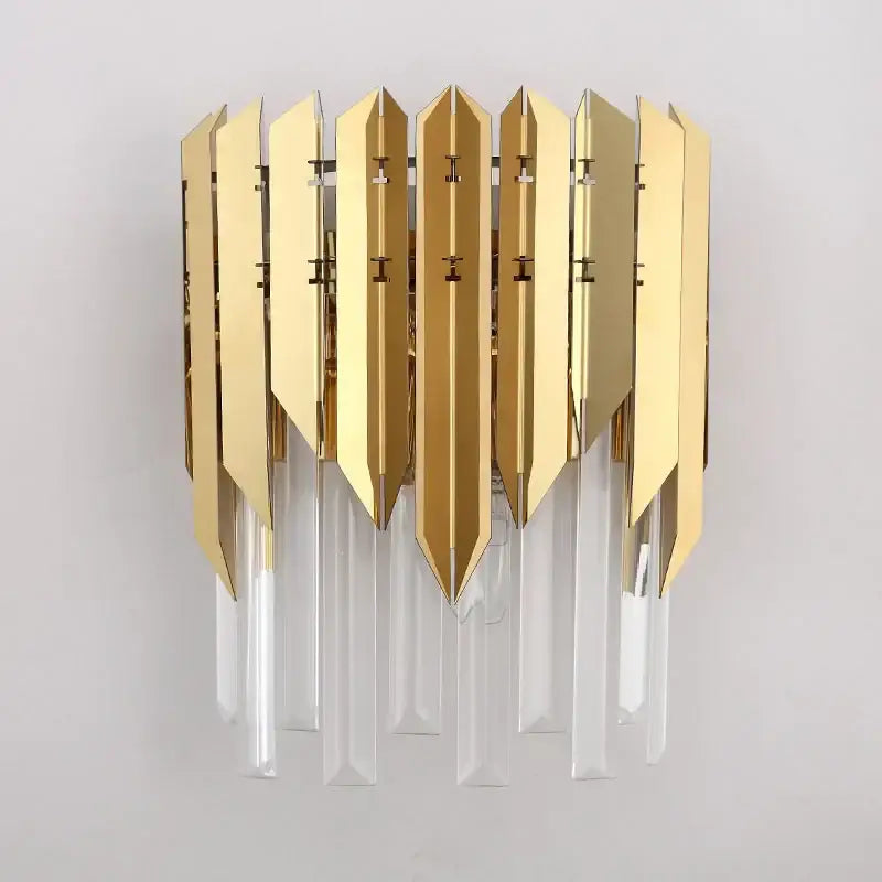 Modern gold crystal wall lamp bedroom metallic sconce