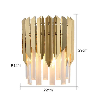 Modern gold crystal wall lamp bedroom metallic sconce