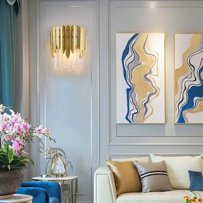 Modern gold crystal wall lamp bedroom metallic sconce