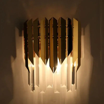 Modern gold crystal wall lamp bedroom metallic sconce