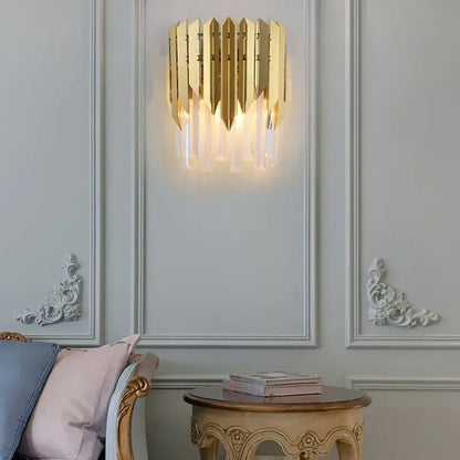 Modern gold crystal wall lamp bedroom metallic sconce