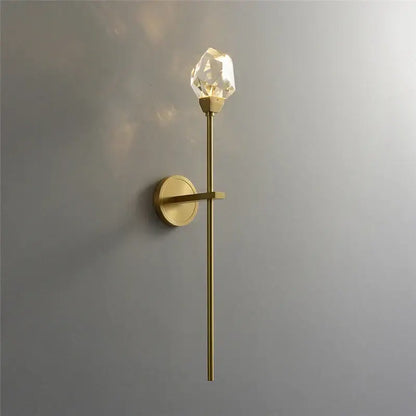 Modern gold crystal wall lamp bedroom slender led sconce