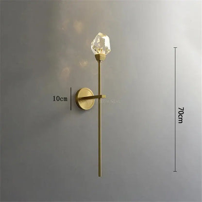 Modern gold crystal wall lamp bedroom slender led sconce