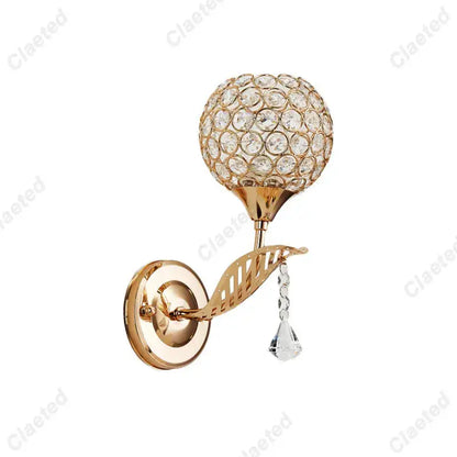 Modern gold crystal wall lamp bedroom spherical sconce decor
