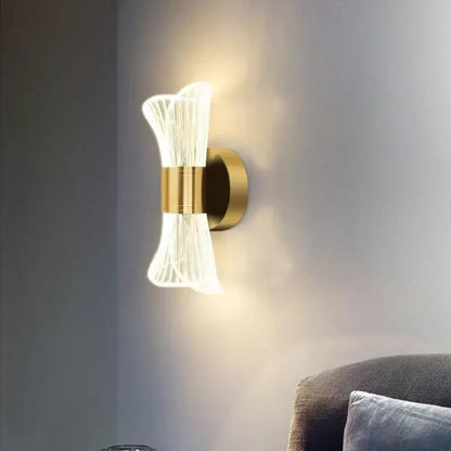 Modern gold crystal wall lamp for bedroom sculptural glass design
