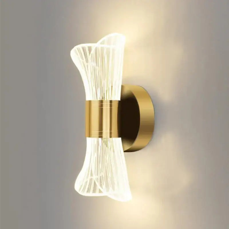 Modern gold crystal wall lamp for bedroom sculptural glass design