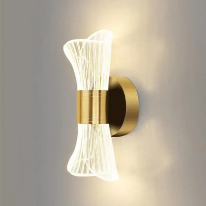 Modern gold crystal wall lamp for bedroom sculptural glass design