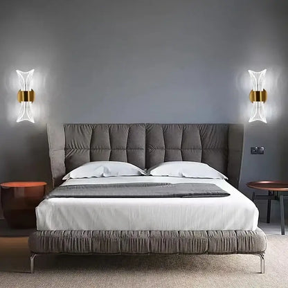 Modern gold crystal wall lamp for bedroom sculptural glass design