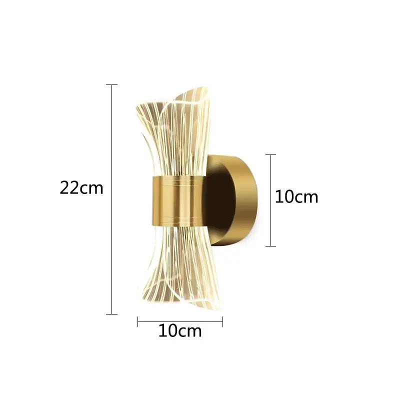 Modern gold crystal wall lamp for bedroom sculptural glass design