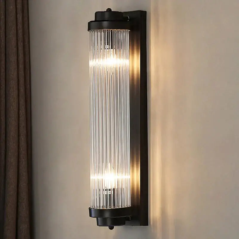 Modern gold crystal wall lamp for bedroom with glass rods