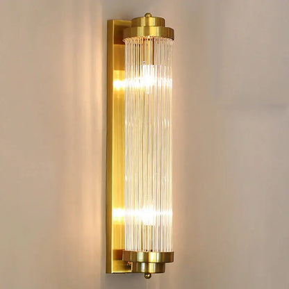 Modern gold crystal wall lamp for bedroom with glass rods