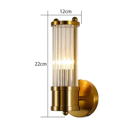 Modern gold crystal wall lamp for bedroom with glass rods
