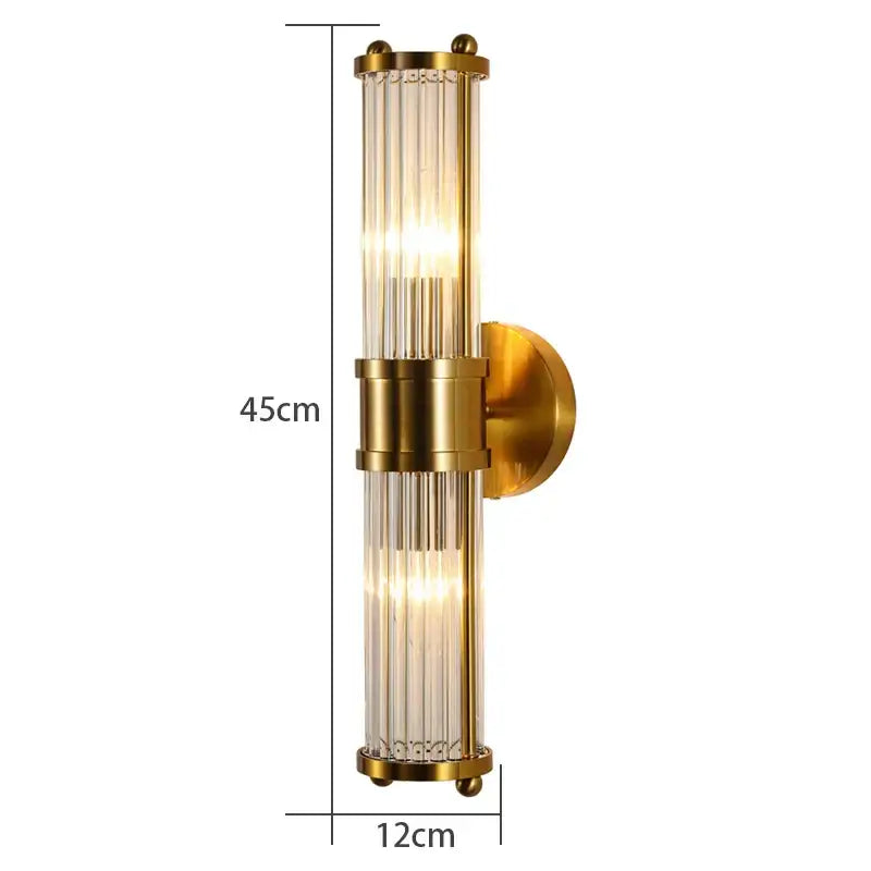 Modern gold crystal wall lamp for bedroom with glass rods
