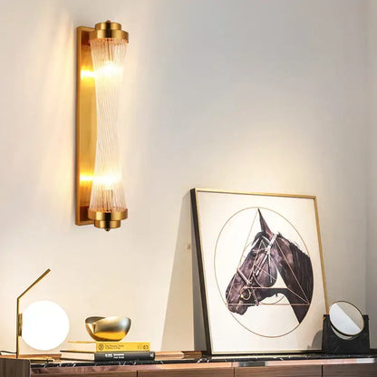 Modern gold crystal wall lamp for bedroom with glass rods