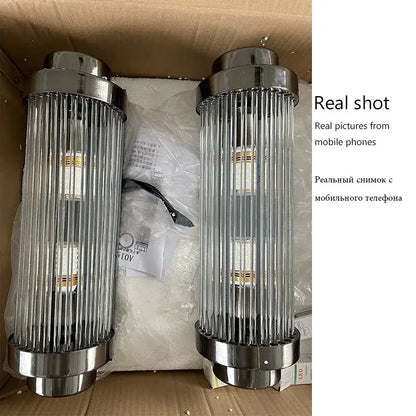 Modern gold crystal wall lamp for bedroom with glass rods
