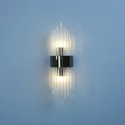 Modern gold crystal wall lamp for bedroom with vertical glass tubes