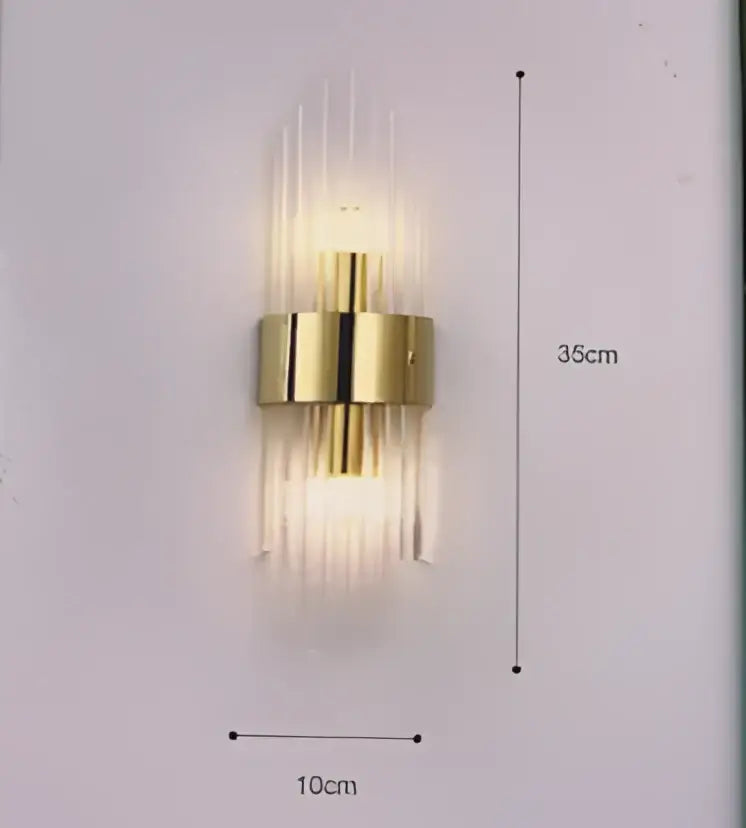 Modern gold crystal wall lamp for bedroom with vertical glass tubes
