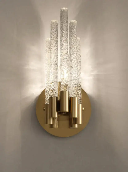 Modern gold crystal wall lamp for living room with vertical rods