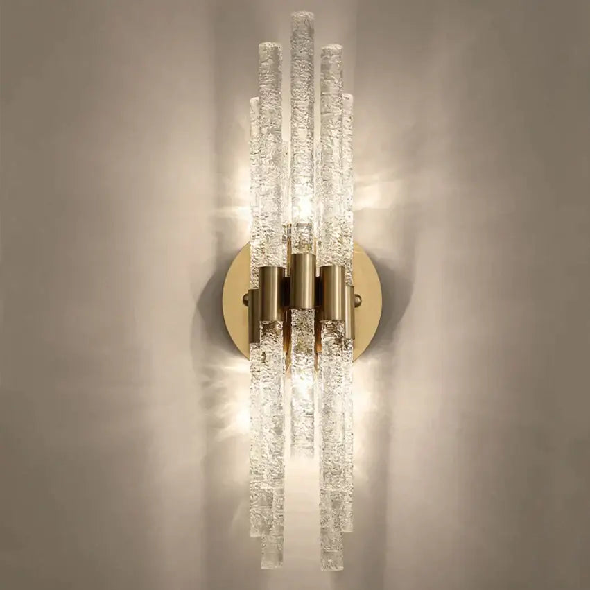 Modern gold crystal wall lamp for living room with vertical rods