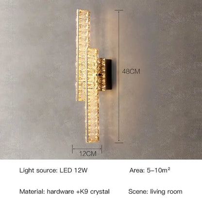 Modern gold crystal wall lamp living room elegant lighting