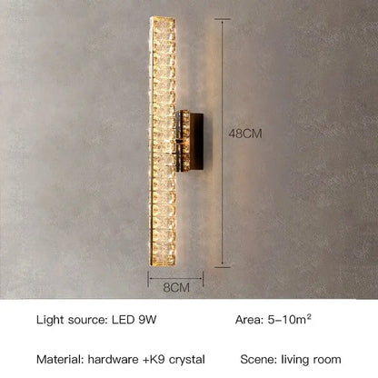 Modern gold crystal wall lamp living room elegant lighting