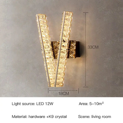 Modern gold crystal wall lamp living room elegant lighting