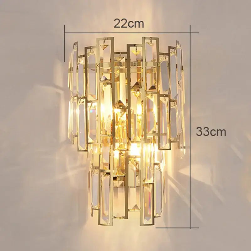 Modern gold crystal wall lamp living room glass sconce