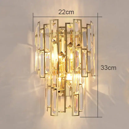 Modern gold crystal wall lamp living room glass sconce