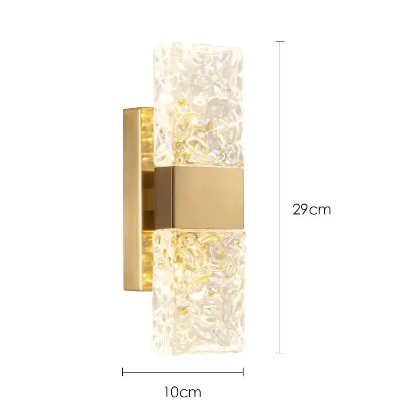 Modern gold crystal wall lamp living room textured glass sconce