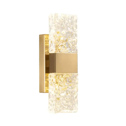 Modern gold crystal wall lamp living room textured glass sconce
