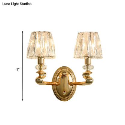 Modern gold crystal wall light fixture for bedroom