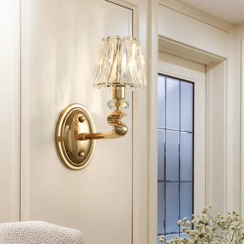 Modern gold crystal wall light fixture for bedroom
