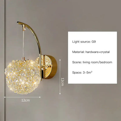 Modern gold crystal wall lights sconce – bedroom night light