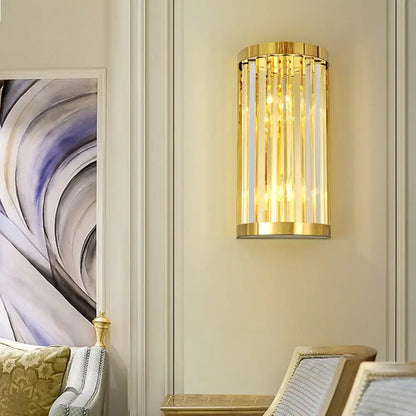 Modern gold crystal wall mount lighting bedroom sconce