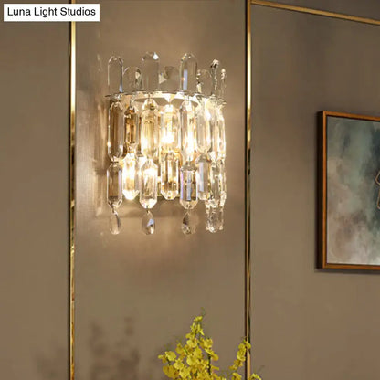 Modern gold crystal wall mount lighting – living room sconce