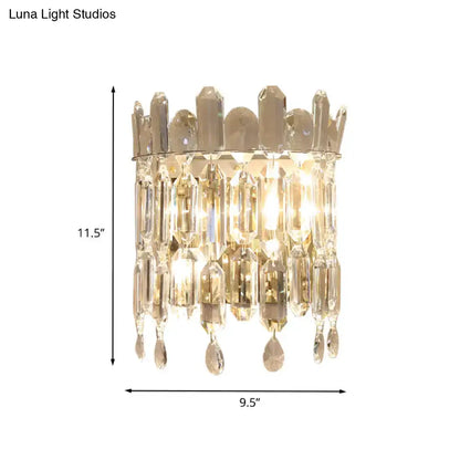 Modern gold crystal wall mount lighting – living room sconce