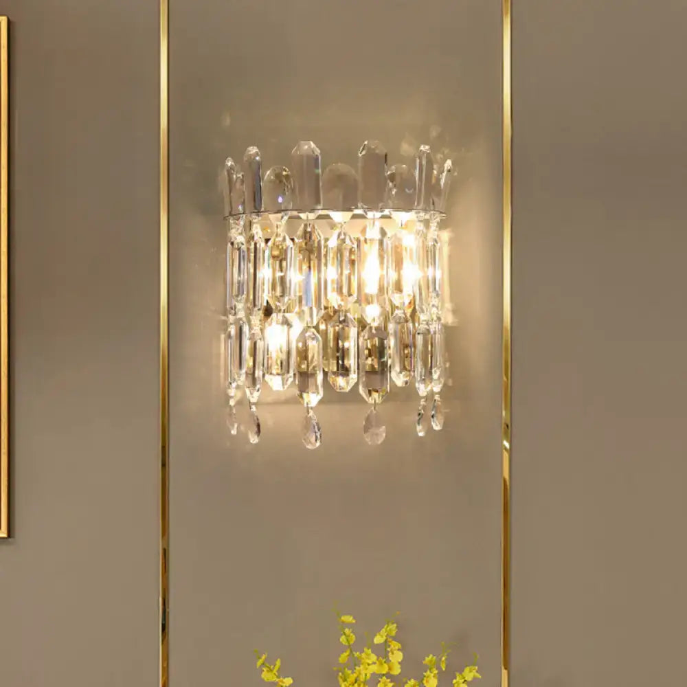 Modern gold crystal wall mount lighting – living room sconce