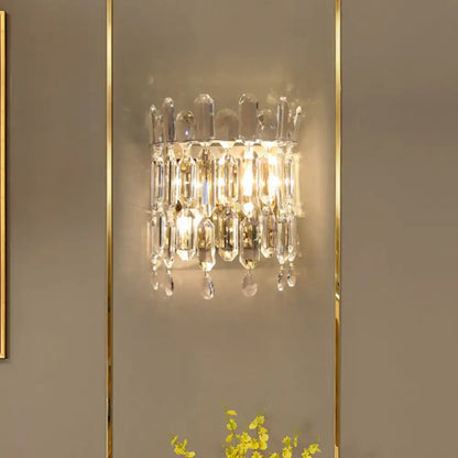 Modern gold crystal wall mount lighting – living room sconce
