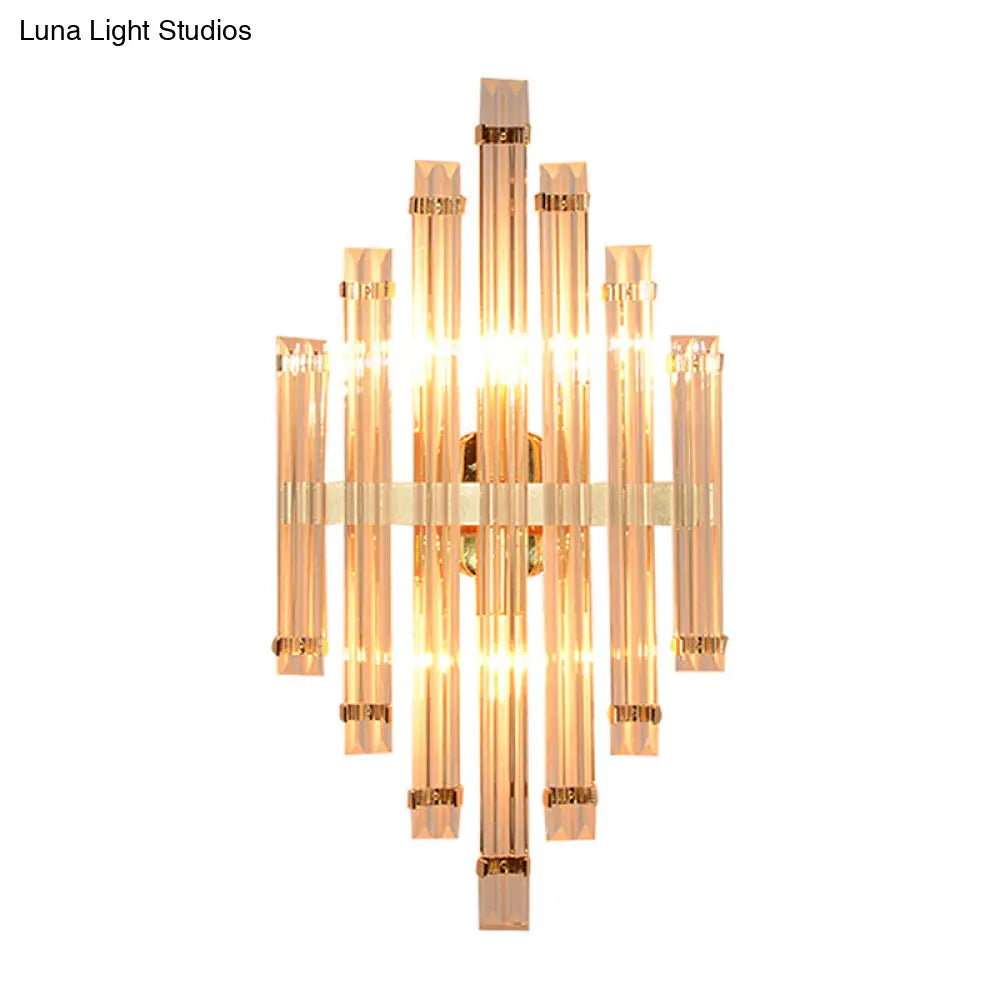 DecorBites™ Modern Gold Crystal Wall Mounted Lamp - Prismatic, 2-Light Sconce for Living Room