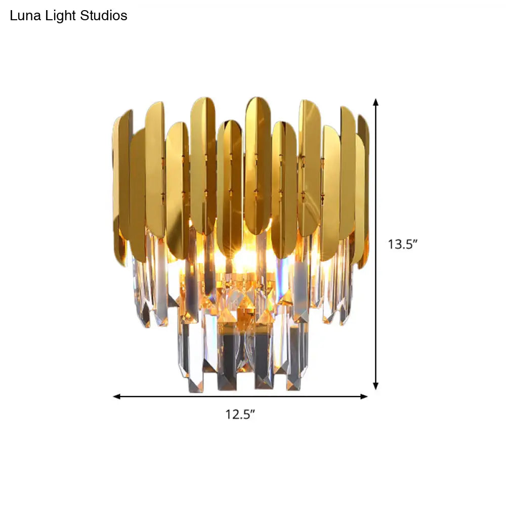 DecorBites™ Modern Gold Crystal Wall Sconce: 3-Light Flush Lamp for Corridor