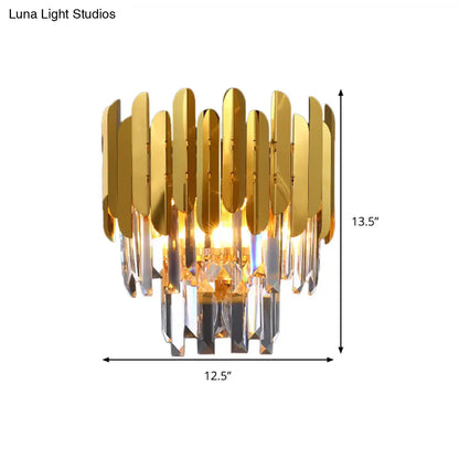 DecorBites™ Modern Gold Crystal Wall Sconce: 3-Light Flush Lamp for Corridor