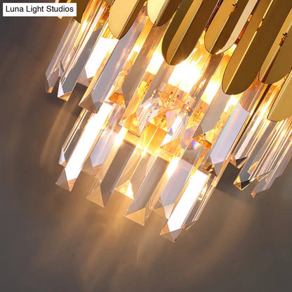 DecorBites™ Modern Gold Crystal Wall Sconce: 3-Light Flush Lamp for Corridor
