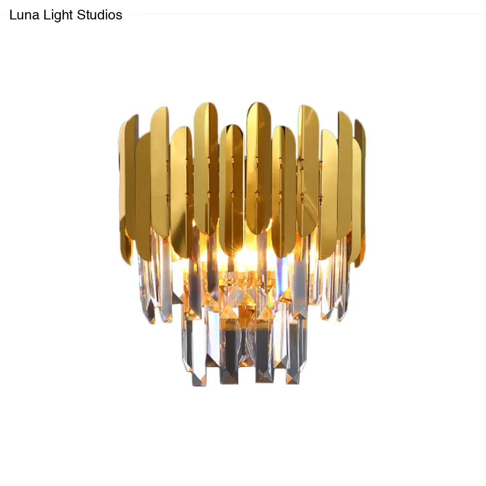 DecorBites™ Modern Gold Crystal Wall Sconce: 3-Light Flush Lamp for Corridor