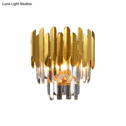 DecorBites™ Modern Gold Crystal Wall Sconce: 3-Light Flush Lamp for Corridor