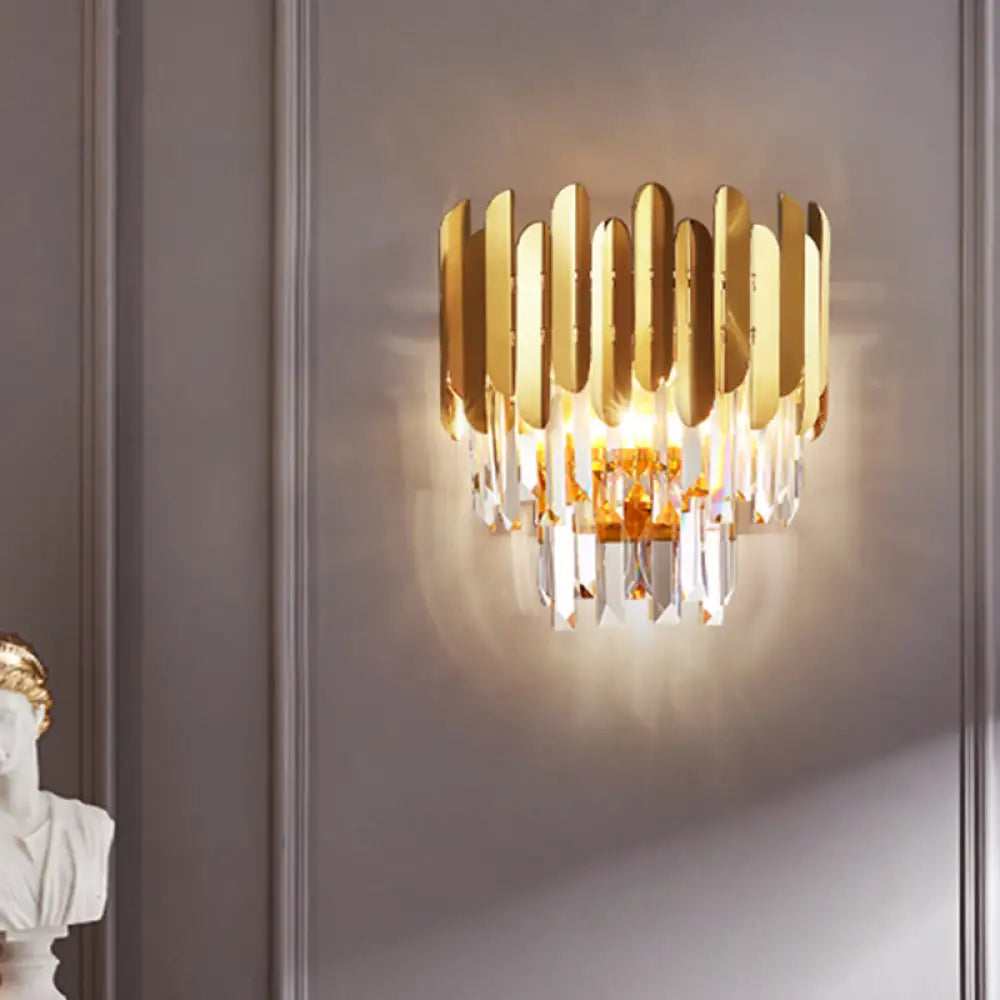 DecorBites™ Modern Gold Crystal Wall Sconce: 3-Light Flush Lamp for Corridor