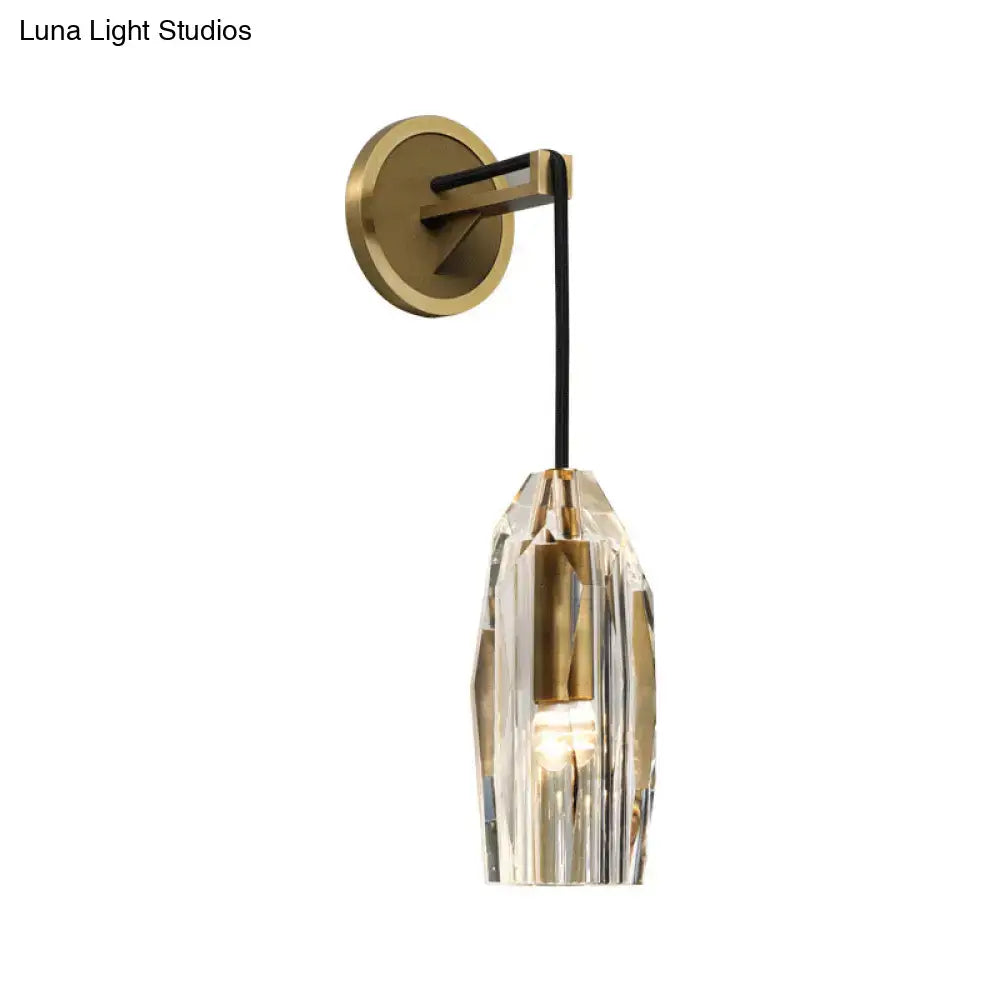 Modern gold crystal wall sconce bedroom direct wired electric light