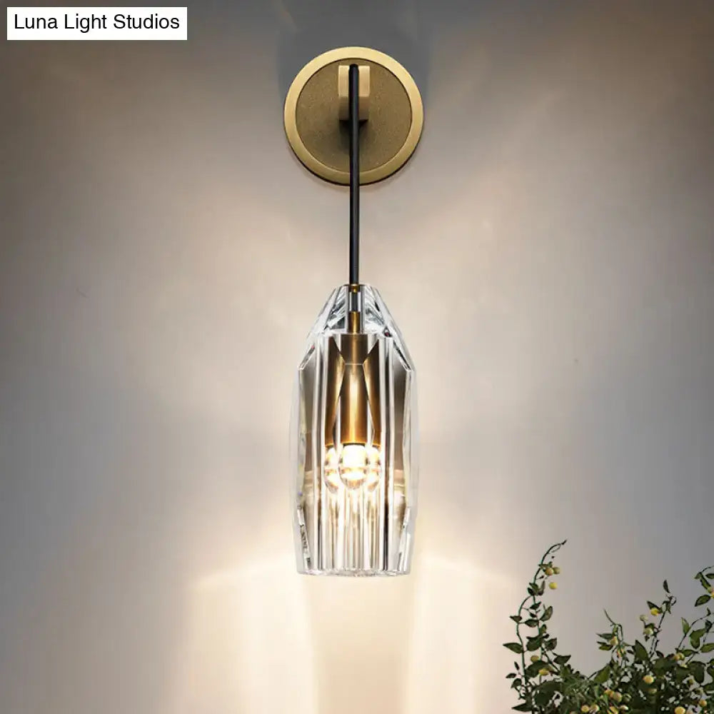 Modern gold crystal wall sconce bedroom direct wired electric light
