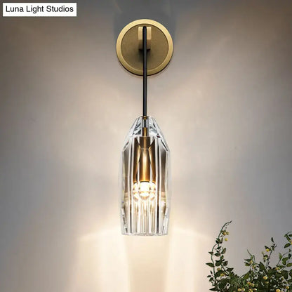 Modern gold crystal wall sconce bedroom direct wired electric light