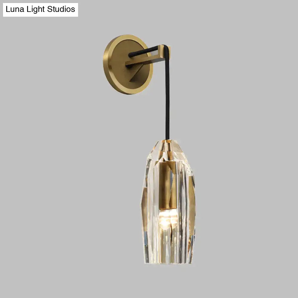Modern gold crystal wall sconce bedroom direct wired electric light